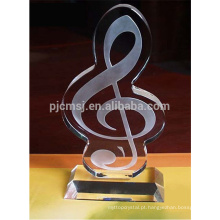 Atacado personalizado boa qualidade de música troféu troféu de cristal